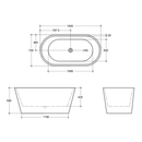 Opal Freestanding Oval Shaped Bathtub 1390-1700mm