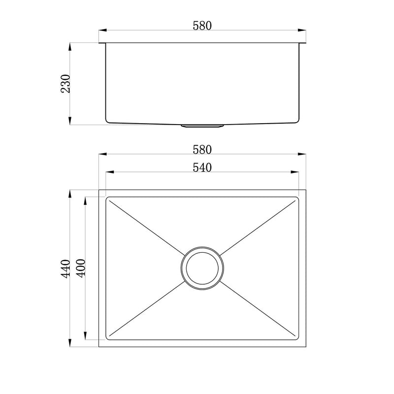 Roma Single Bowl Stainless Steel Sink 230mm Deep