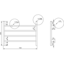 Round Unheated 4 Bar Towel Rail Rack 700x500mm
