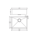 Luna Single Bowl Stainless Steel Sink 600x440x200