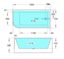 Stanford Corner Bathtub 1500-1700mm