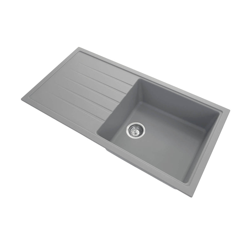 Vivaldi Single Bowl Granite Sink with Drainer 205/220mm Deep