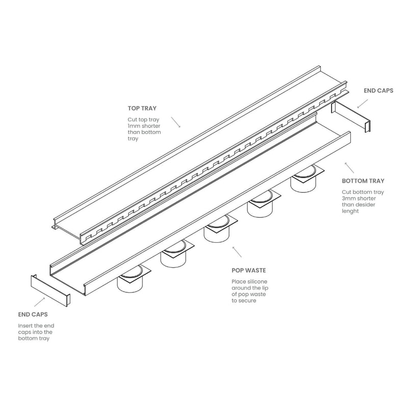 Lauxes Tile Insert Plus Shower Grate 35x100mm