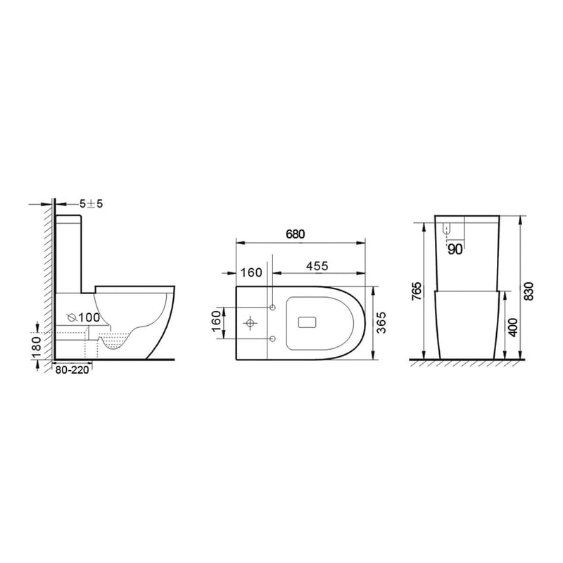 Toulouse Egg Shape Cyclone Flush Back to Wall Toilet Suite